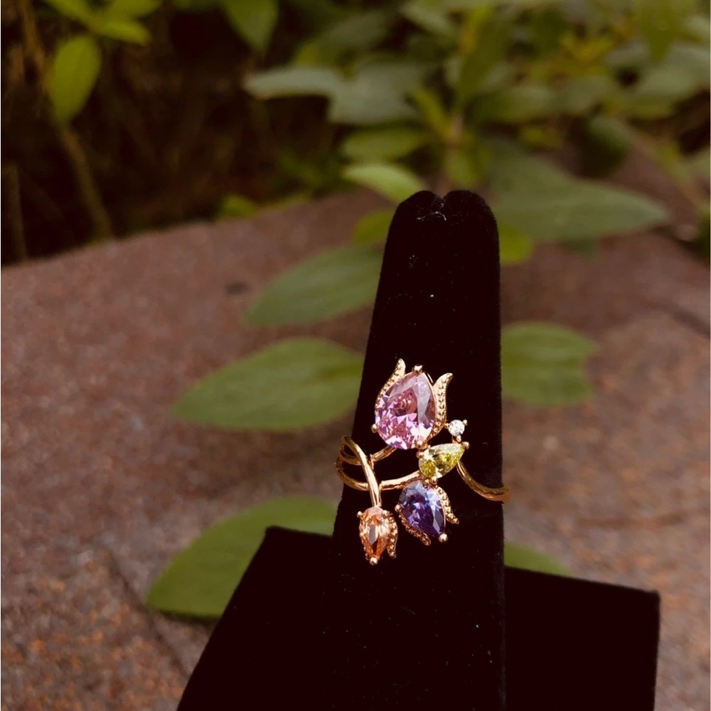 Gold plated tulips ring